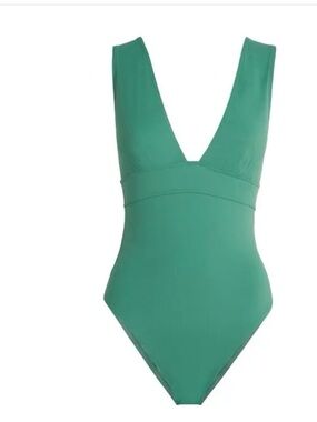 SHAN Sage Green Deep V One-Piece Swimsuit Size 10